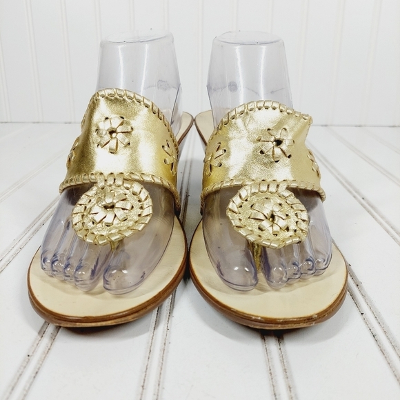 A. Giannetti Shoes - A. Giannetti Gold Leather Slip On Thong Wedge Heeled Summer Sandals C621